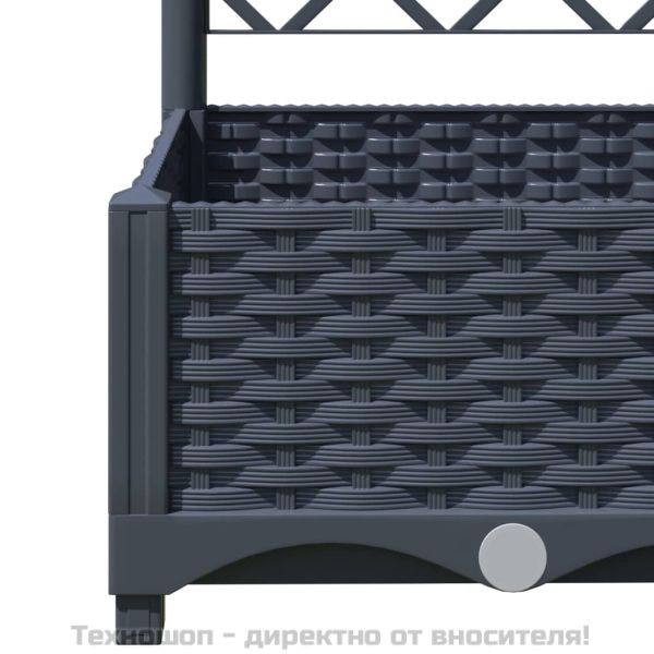 Градински сандък с пергола, синьо сив, 120x40x121,5 см, PP