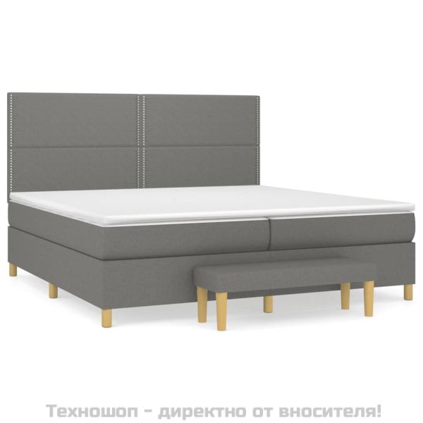 Боксспринг легло с матрак, тъмносиво, 200x200 см, плат