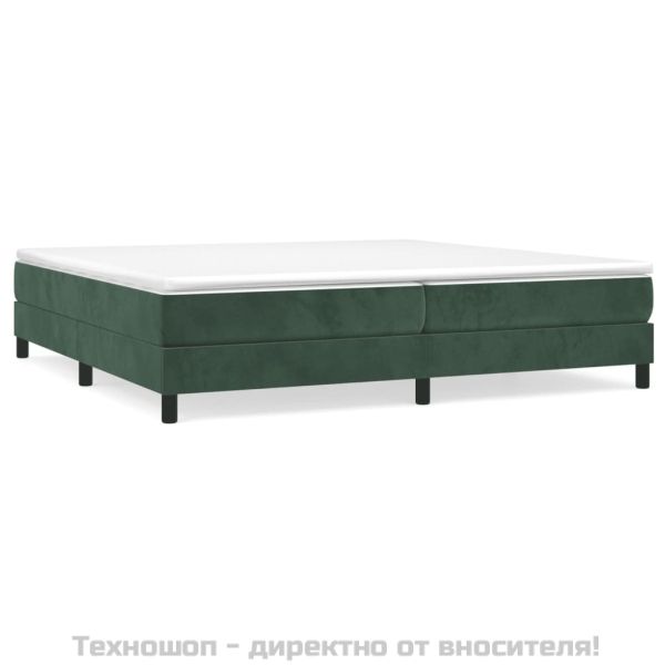 Боксспринг легло с матрак, тъмнозелено, 200x200 см, кадифе