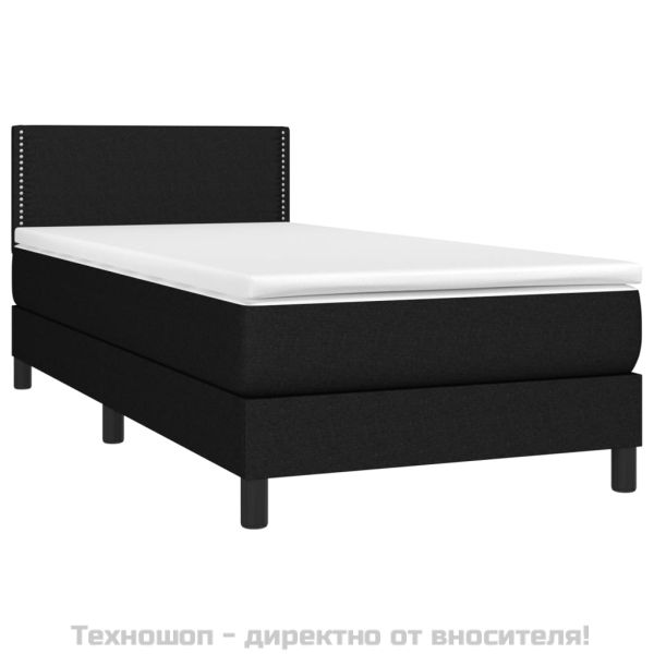Боксспринг легло с матрак, черно, 80x200 см, плат
