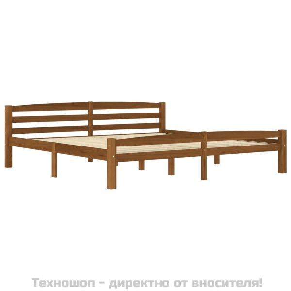 Рамка за легло, меденокафява, борово дърво масив, 180x200 см