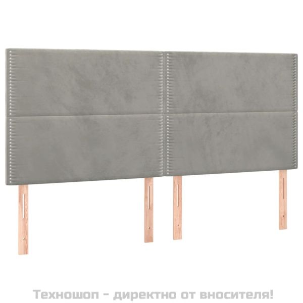 Боксспринг легло с матрак, светлосиво, 200x200 см, кадифе