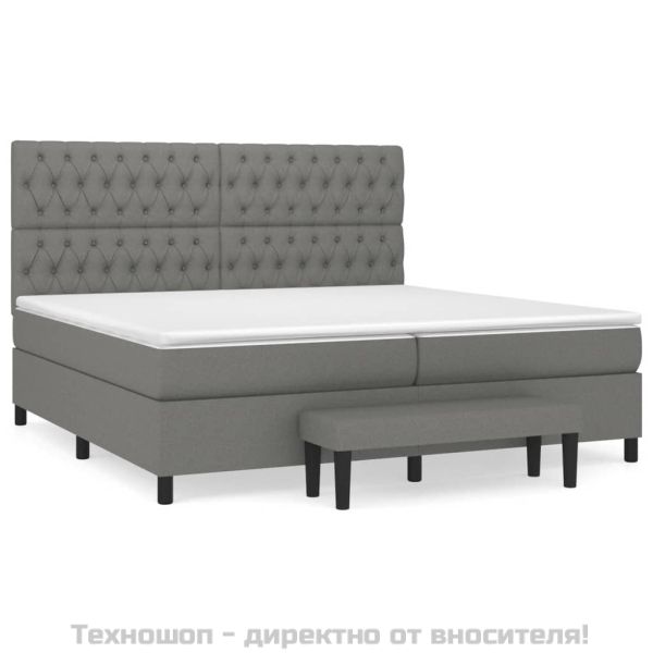 Боксспринг легло с матрак, тъмносиво, 200x200 см, плат