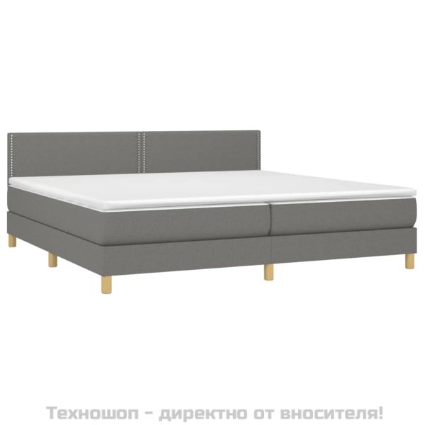 Боксспринг легло с матрак, тъмносиво, 200x200 см, плат
