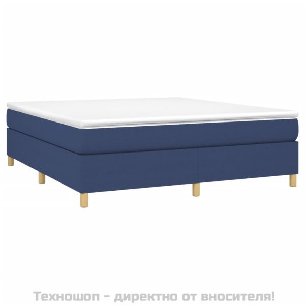 Боксспринг легло с матрак, синьо, 160x200 см, плат