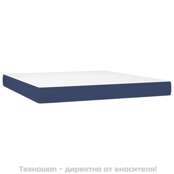 Боксспринг легло с матрак, синьо, 160x200 см, плат