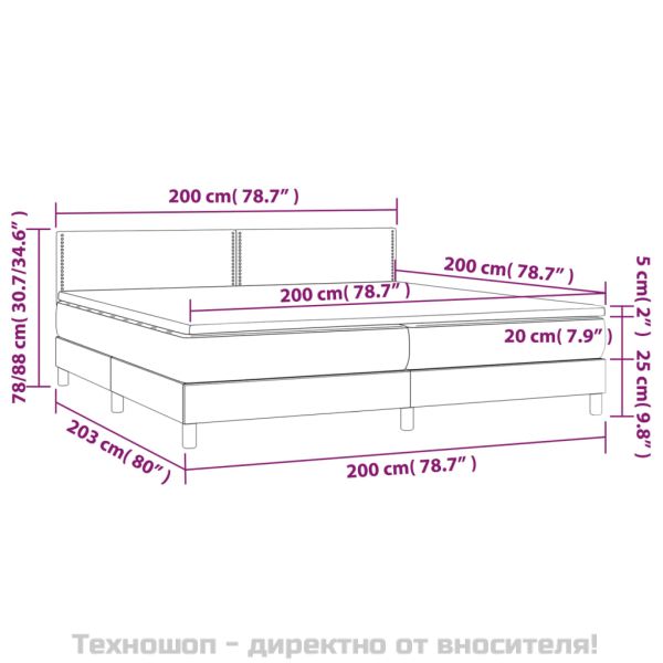 Боксспринг легло с матрак, бяло, 200x200 см, изкуствена кожа