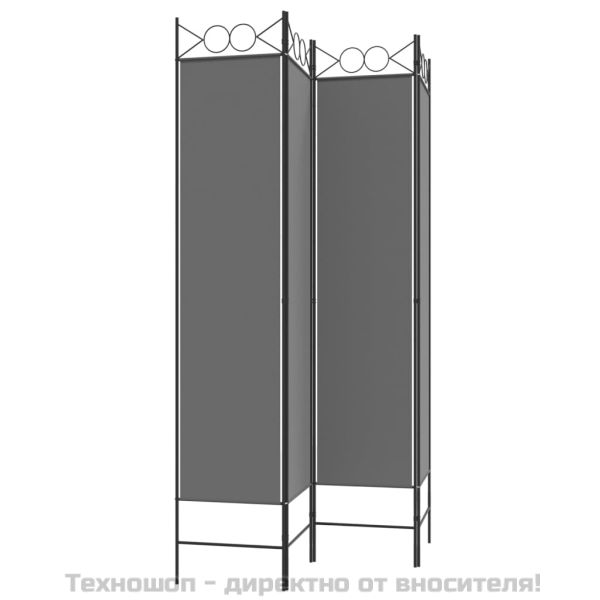 Параван за стая, 4 панела, антрацит, 160x200 cм, текстил