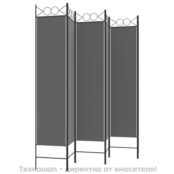 Параван за стая, 6 панела, антрацит, 240x200 cм, текстил