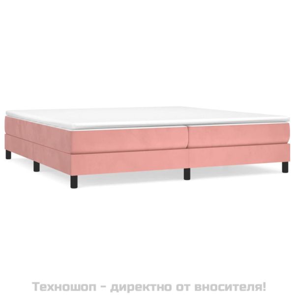 Боксспринг легло с матрак, розово, 200x200 см, кадифе
