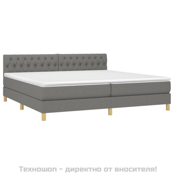 Боксспринг легло с матрак, тъмносиво, 200x200 см, плат