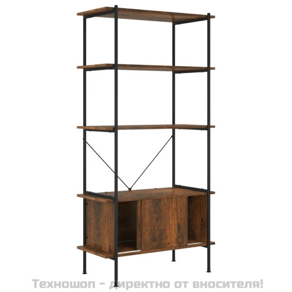 Стелаж на 5 нива с шкаф 80x40x163 см стомана и инженерно дърво