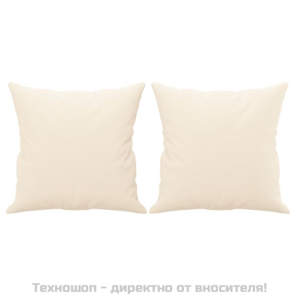 Декоративни възглавници, 2 бр, кремави, 40x40 см, кадифе