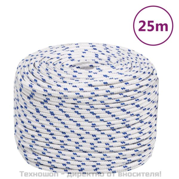 Въже за лодка бяло 6 мм 25 м полипропилен