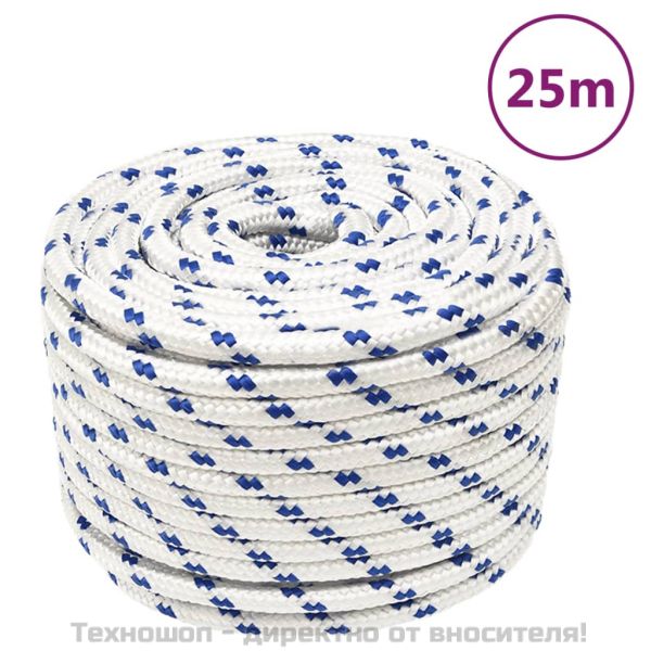 Въже за лодка бяло 12 мм 25 м полипропилен
