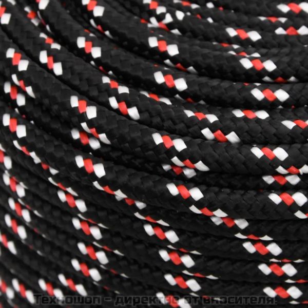 Въже за лодка черно 6 мм 50 м полипропилен