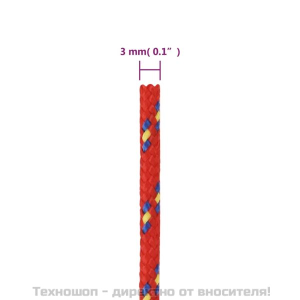 Въже за лодка Червено 3 мм 25 м полипропилен