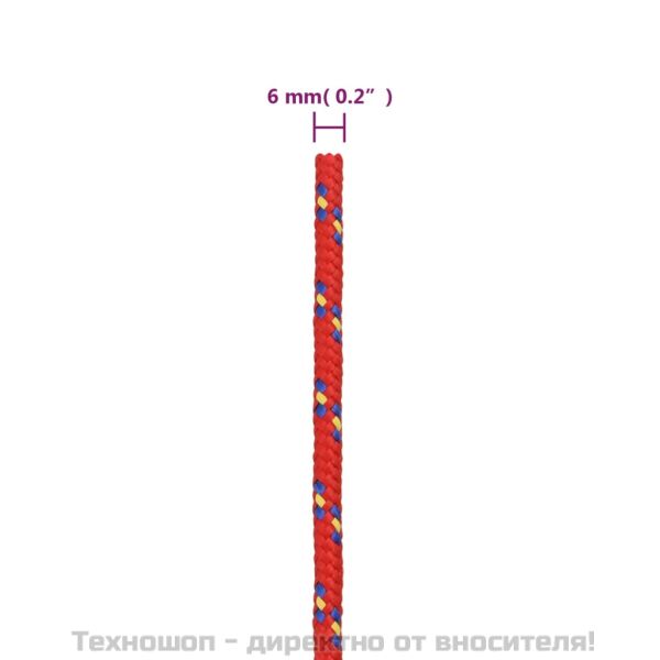 Въже за лодка Червено 6 мм 50 м полипропилен