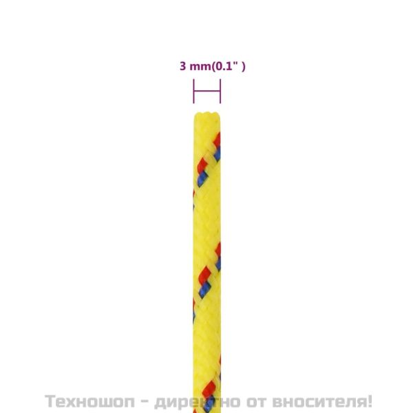 Въже за лодка жълто 3 мм 250 м полипропилен