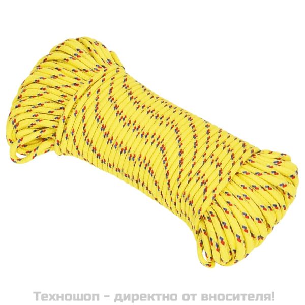Въже за лодка жълто 3 мм 50 м полипропилен