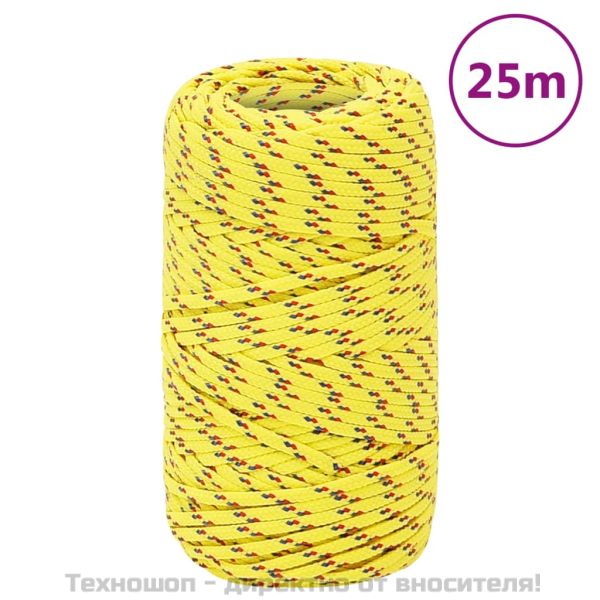 Въже за лодка жълто 2 мм 25 м полипропилен