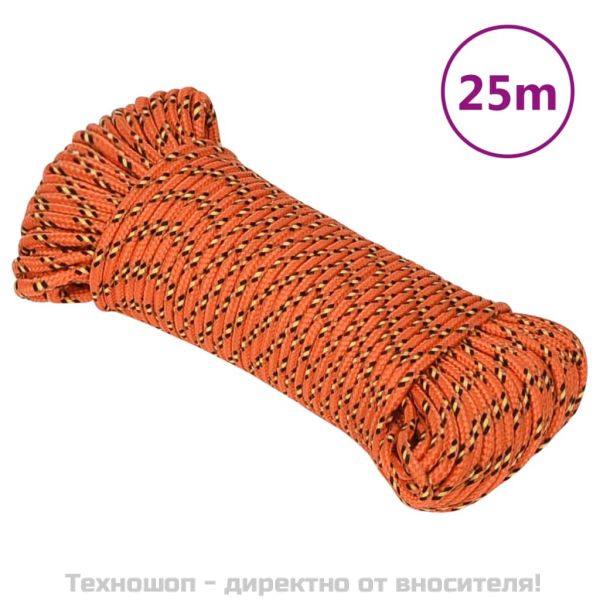 Въже за лодка оранжево 3 мм 25 м полипропилен