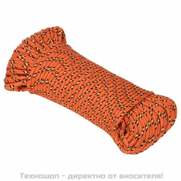 Въже за лодка оранжево 3 мм 25 м полипропилен
