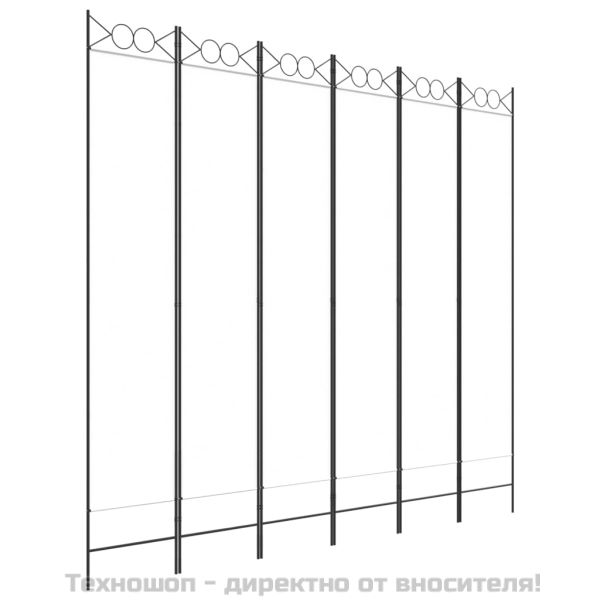 Параван за стая, 6 панела, бял, 240x220 см, текстил