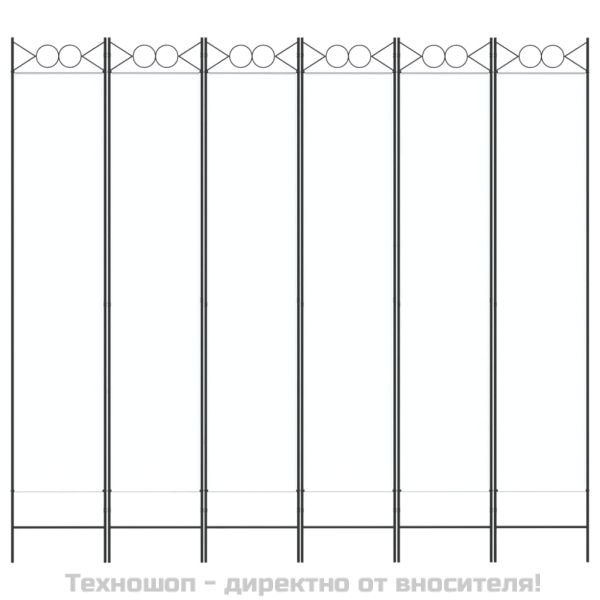 Параван за стая, 6 панела, бял, 240x220 см, текстил