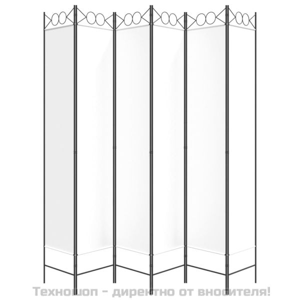 Параван за стая, 6 панела, бял, 240x220 см, текстил