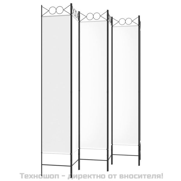 Параван за стая, 6 панела, бял, 240x220 см, текстил