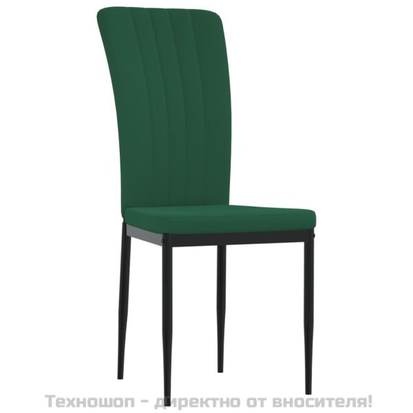 Трапезни столове, 4 бр, тъмнозелени, кадифе