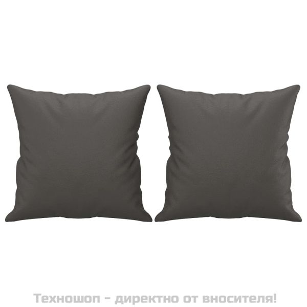 Декоративни възглавници, 2 бр, сиви, 40x40 см, изкуствена кожа