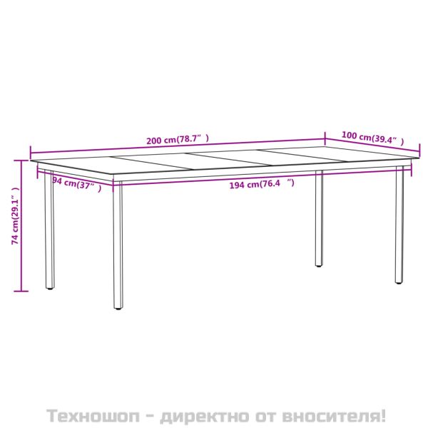 Градински трапезен комплект, 7 части, черен