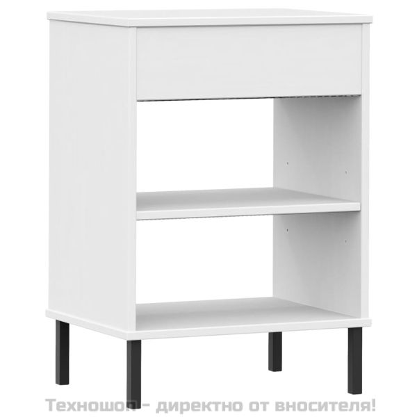 Конзолно шкафче с метални крака бяло бор масив OSLO