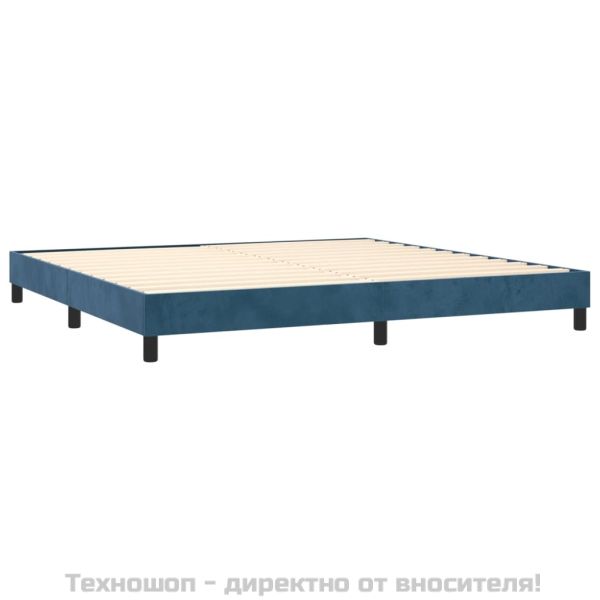 Боксспринг легло с матрак, тъмносиньо, 200x200 см, кадифе