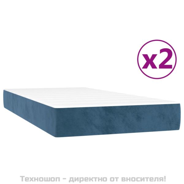 Боксспринг легло с матрак, тъмносиньо, 200x200 см, кадифе