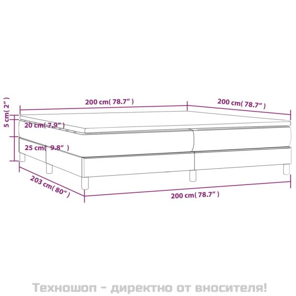 Боксспринг легло с матрак, тъмносиньо, 200x200 см, кадифе