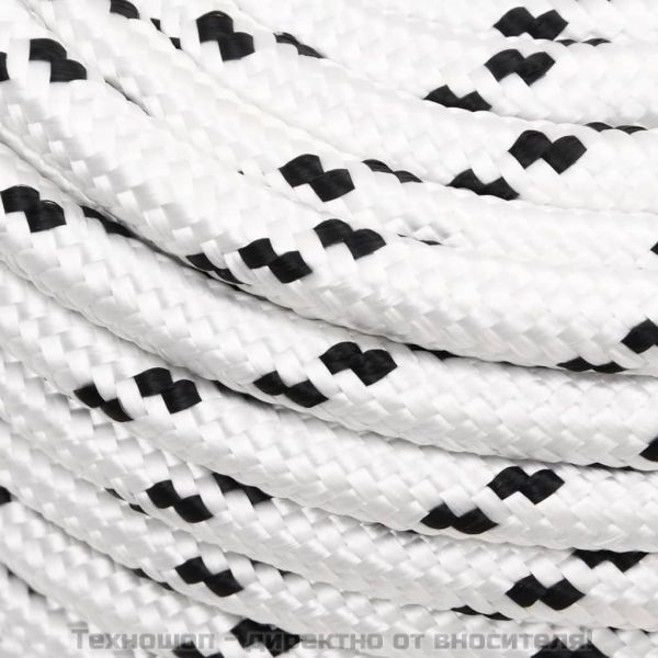 Плетено въже за лодка бяло 14 мм x 250 м полиестер