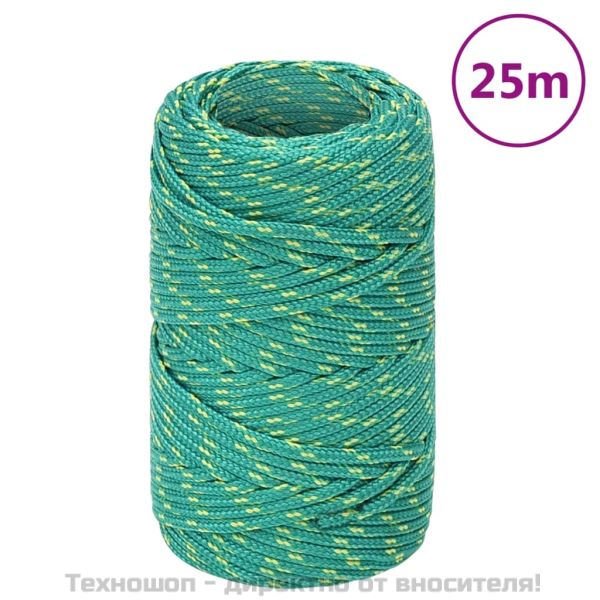 Въже за лодка зелено 2 мм 25 м полипропилен