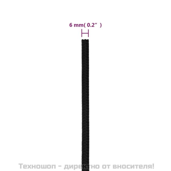 Работно въже черно 6 мм 25 м полиестер