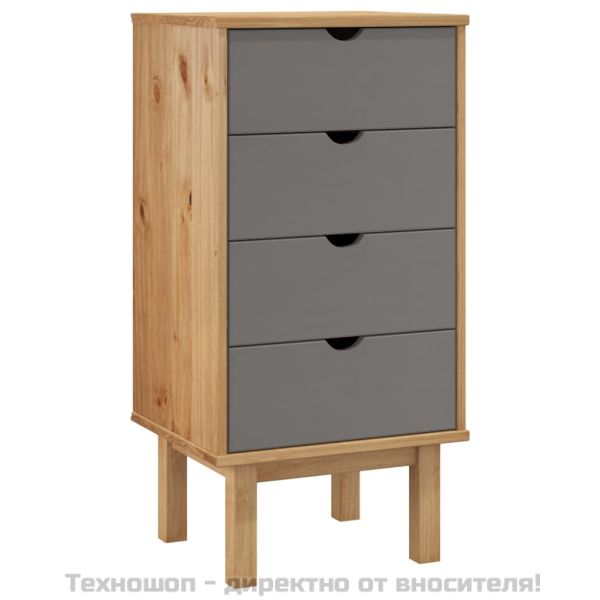 Шкаф с чекмеджета OTTA, кафяво и сиво, 45x39x90 см, бор масив