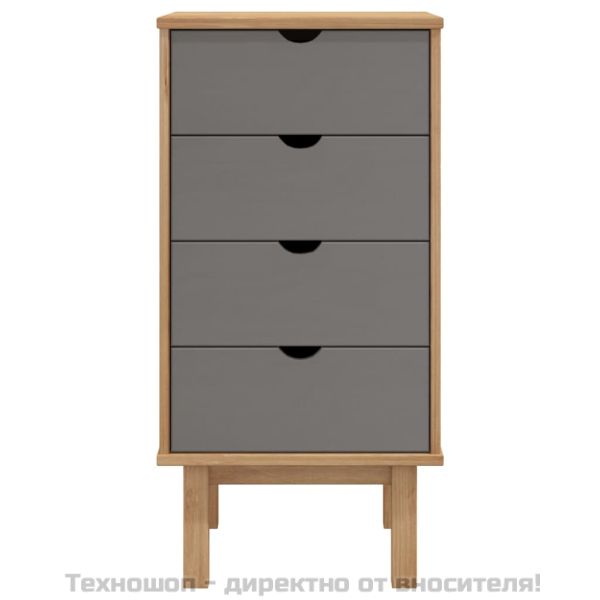 Шкаф с чекмеджета OTTA, кафяво и сиво, 45x39x90 см, бор масив