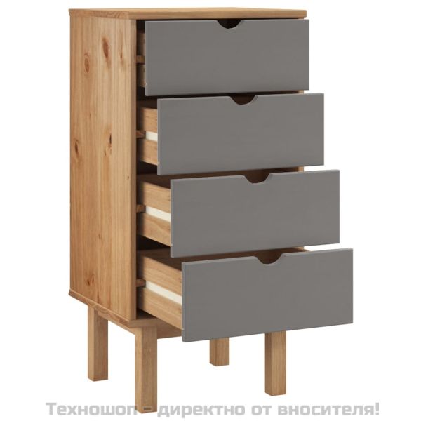 Шкаф с чекмеджета OTTA, кафяво и сиво, 45x39x90 см, бор масив