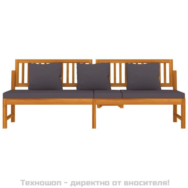 Дневно легло със сиви възглавници 200x60x75 см масивна акация