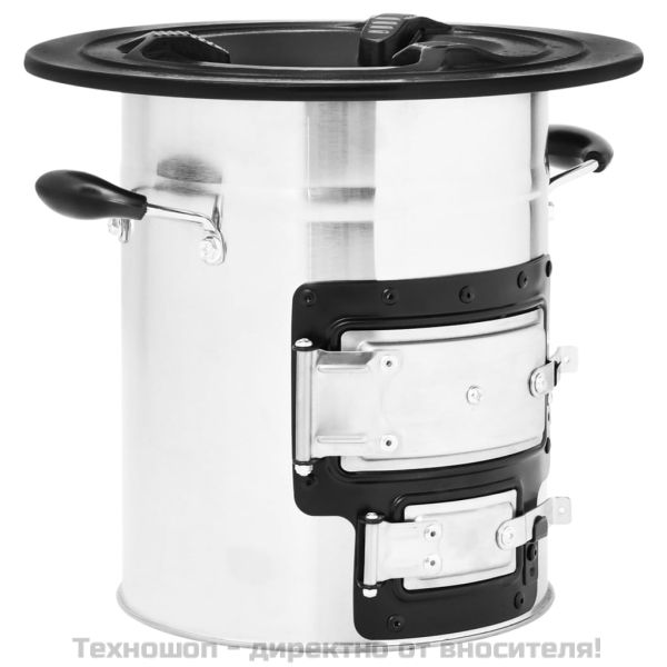 Къмпинг печка на дърва сребърна 51,5x35x30,5 см инокс