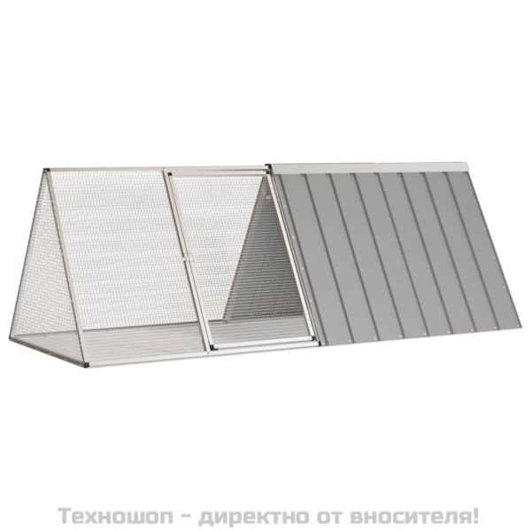 Клетка за зайци сива 201,5x80,5x71 см поцинкована стомана