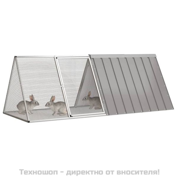 Клетка за зайци сива 201,5x80,5x71 см поцинкована стомана