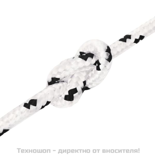 Плетено въже за лодка бяло 10 мм x 25 м полиестер