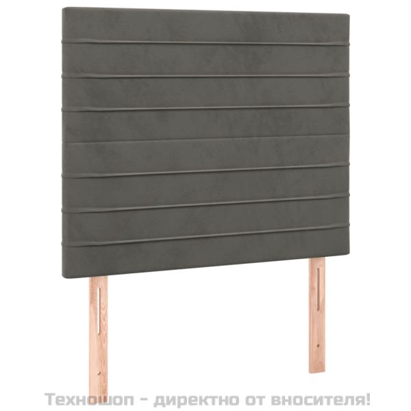 Табла за легло, тъмносива, 100x5x118/128 см, кадифе